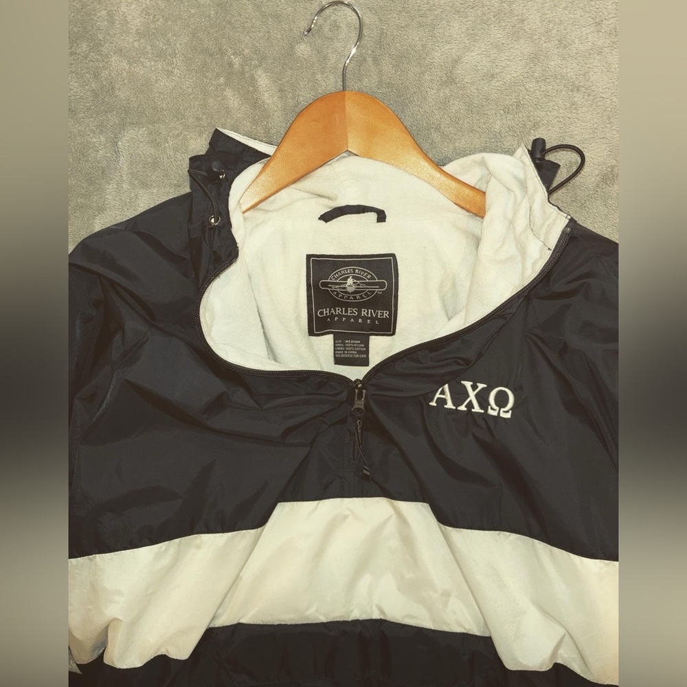 Charles River AXO Blue and White Windbreaker, Women’s Medium